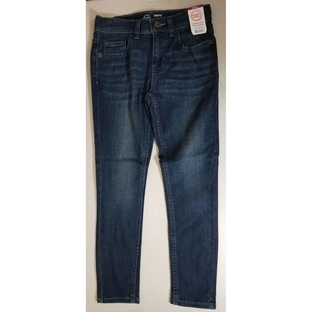 Wonder Nation Jeans Girls Size 8 Blue Mid-rise Skinny Adjust Waist Pants‎ NEW